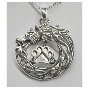 Celtic Dragon Pendant w/Sterling Puppy Paw®